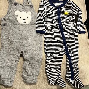Striped Navy and overall Set 2 items for 1 price